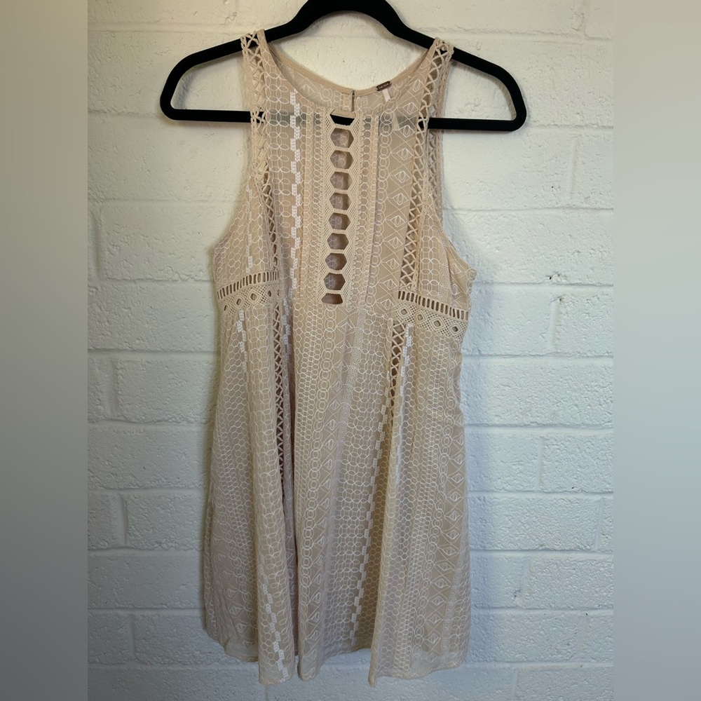 Free People Beige Lace Dress